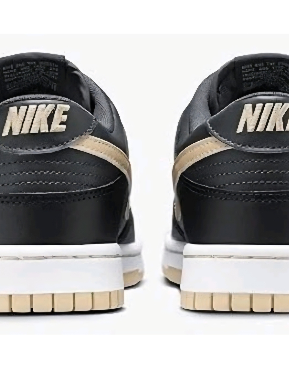 Men's Black Leather Low-Top Sneakers with Cream Accents - Picture 2 of 8